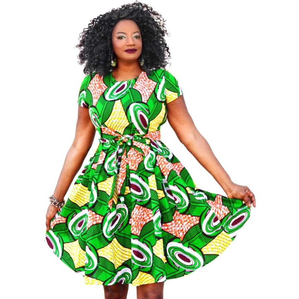 Zina African Print Midi Dress