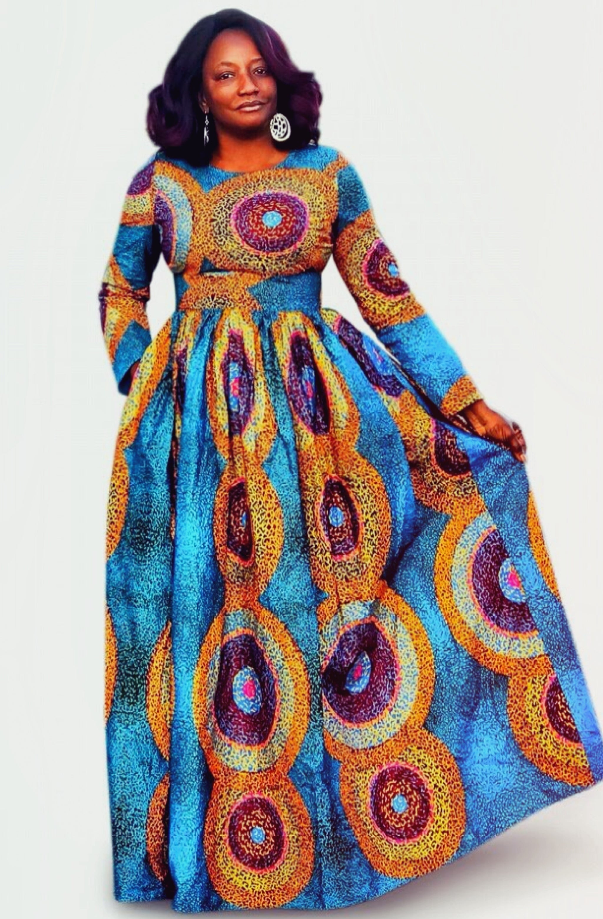 long sleeve african maxi dress