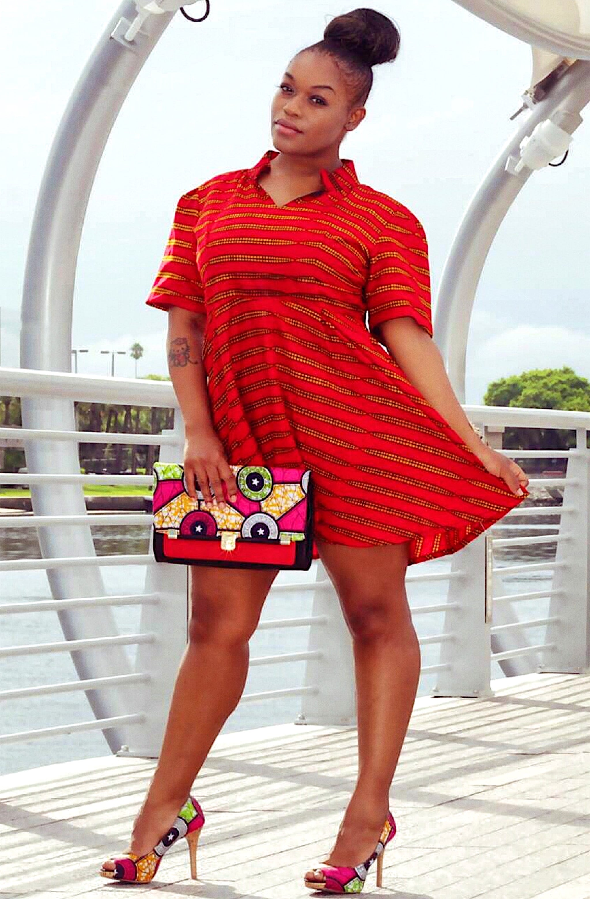 red african print dresses