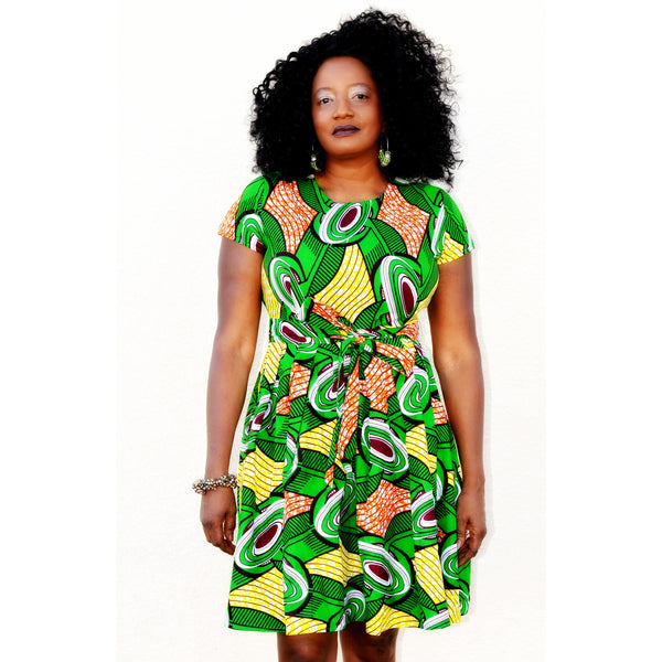 Zina African Print Midi Dress