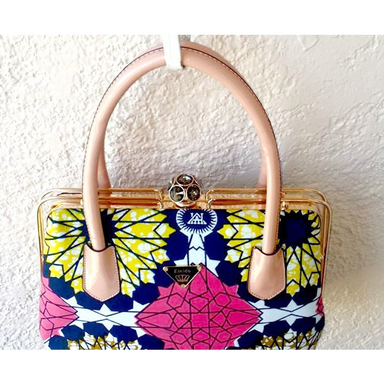 Gizelle African Print Pink Top Handle Bag - Zabba Designs African ...