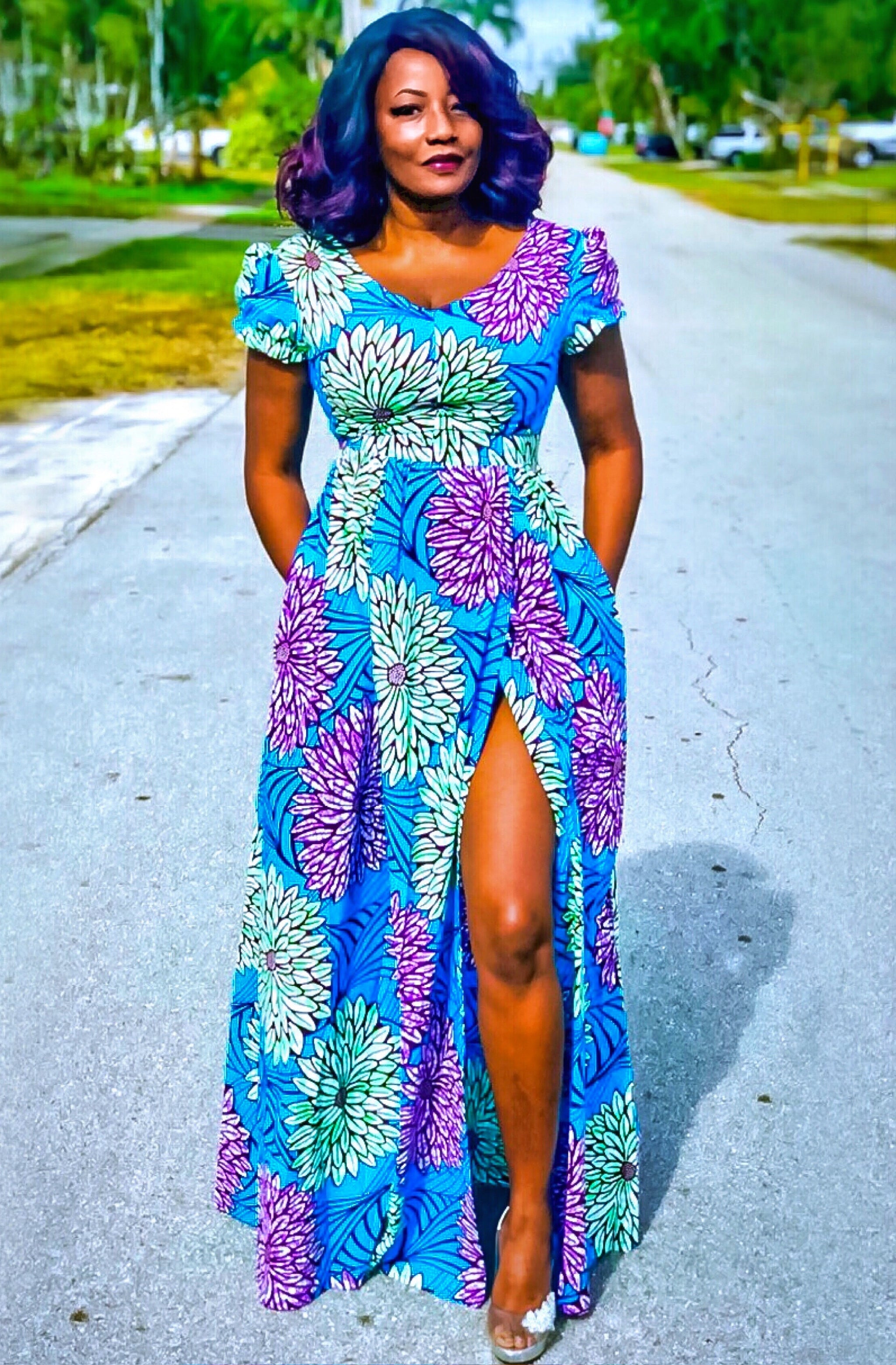 blue african dress