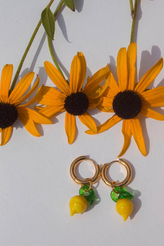 Lemon Earrings with the Sunflower