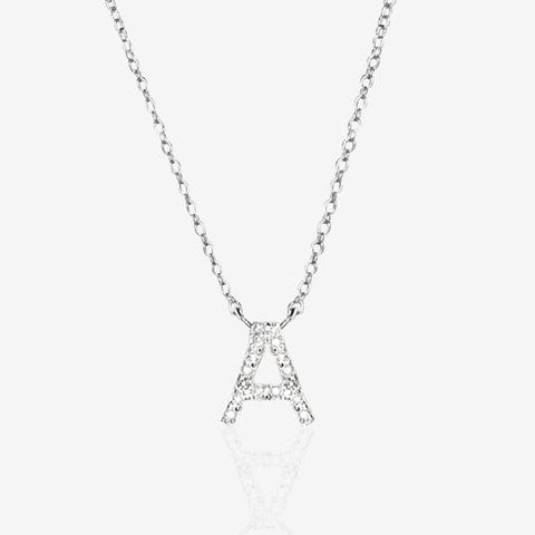 Diamond A Initial in Sterling Silver necklace