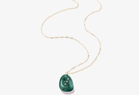 Tumbled Malachite and Diamond Pendant