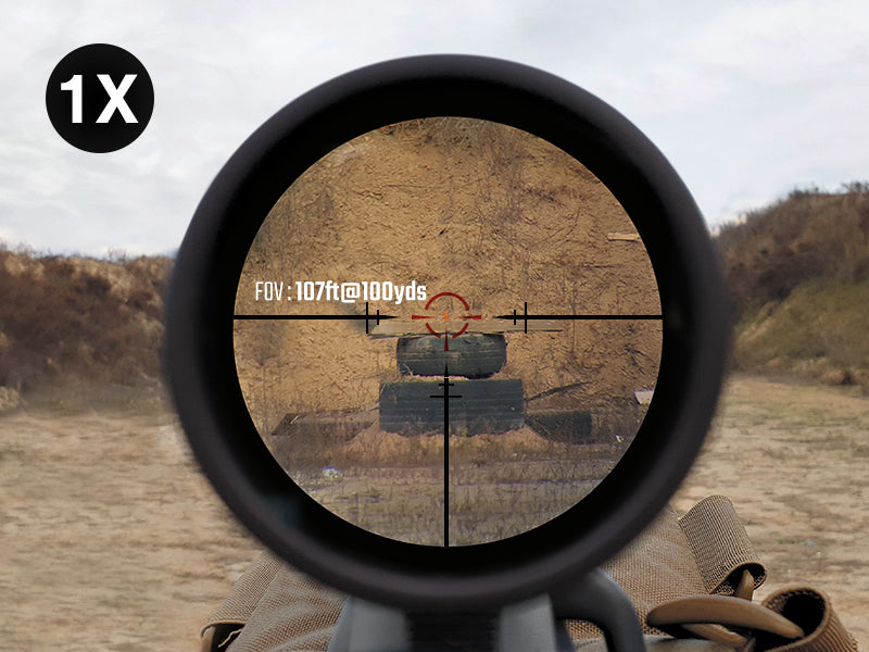 1x magnification function of LPVO scope for rifles