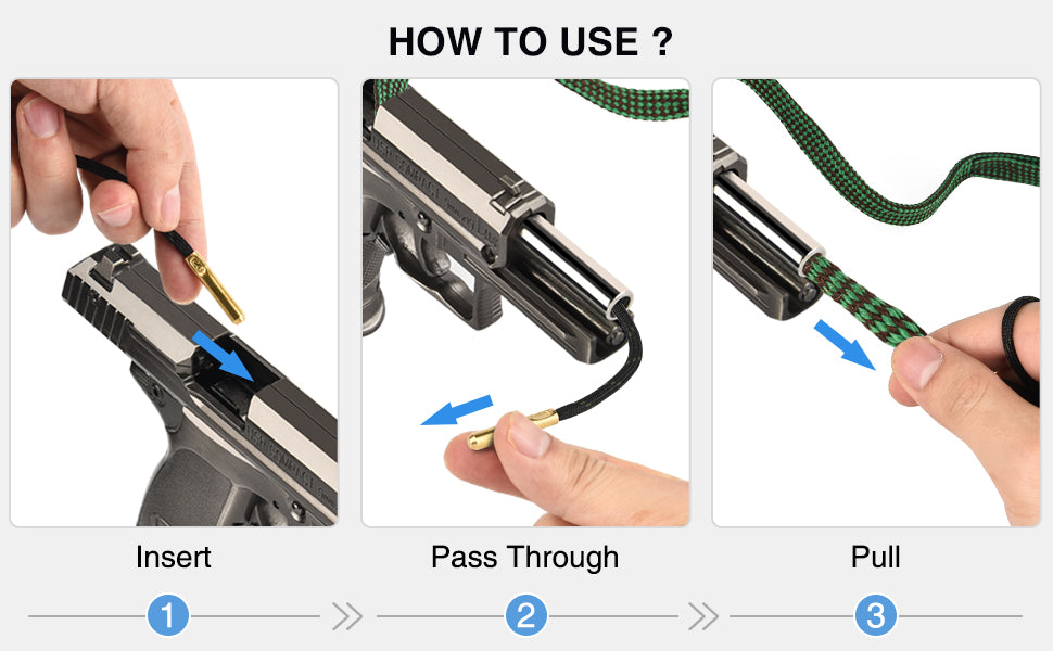 How to use the reusable bore cleaner for guns?