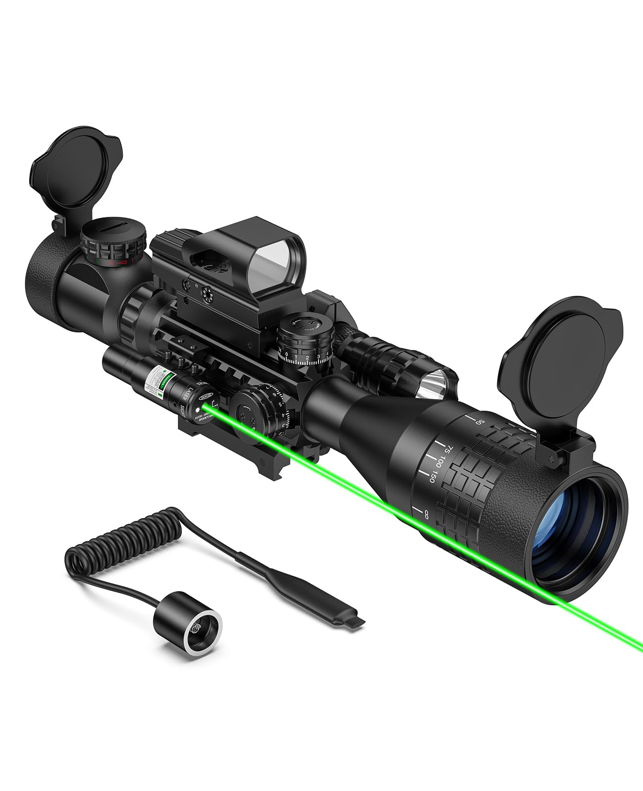 EZshoot 4-16X50 AO Rifle Scope Combo, Rangefinder Optics with Dual Illuminated