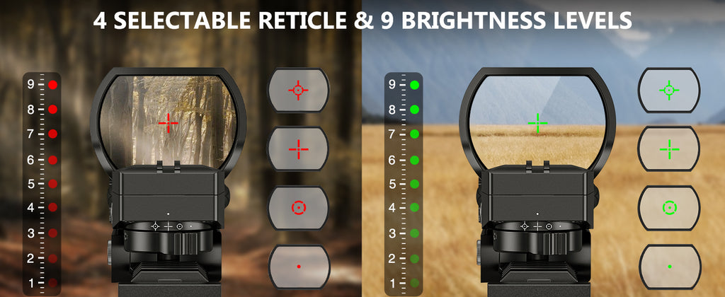 Reflex Sight with 4 Selectable Reticle and 9 Brightness Level