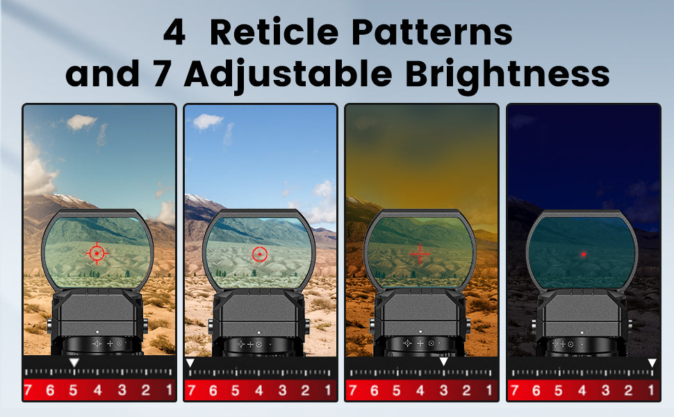 Red Dot Sight with 4 Reticles Patterns and 7 Adjustable Brightness