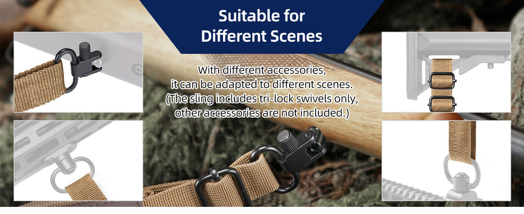 Rifle Sling with Tri-lock Swivels for Different Scenes