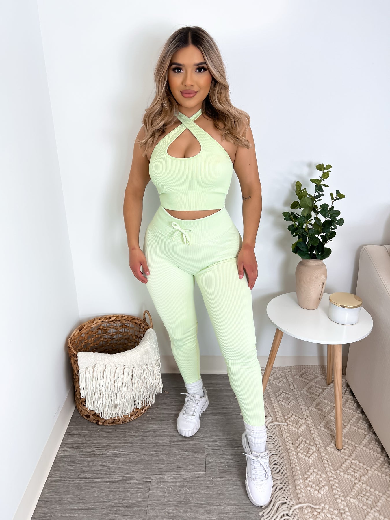 Boss Babe 2.0 Ribbed Leggings (Pastel Green) Shop Peachy