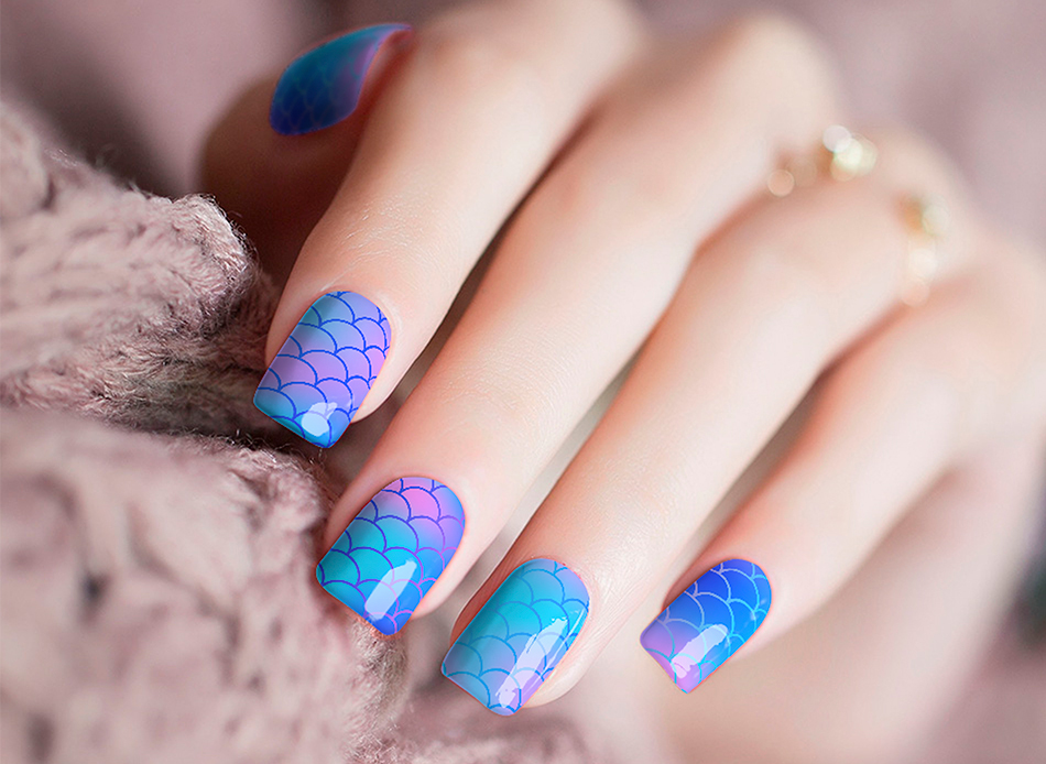 Mermaid Blue Nail Stickers Stikker Shock