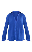 Load image into Gallery viewer, Blue  Plisse Oversized Button Front Shirt
