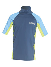 Load image into Gallery viewer, C-Skins Junior Short Sleeve Rash X Vest (Navy/Lime/Blue)
