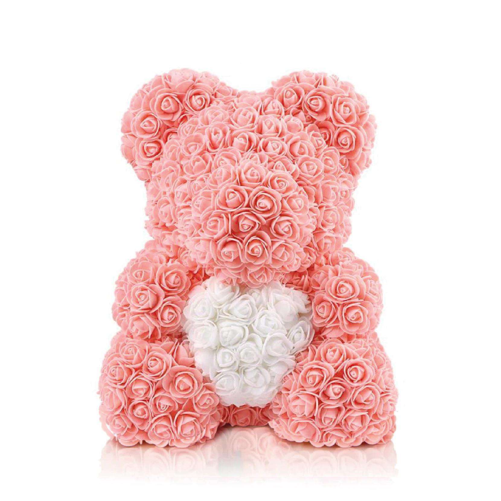 pink rose bear with heart