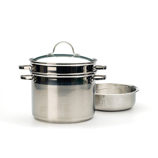 Le Creuset Tri-Ply Stainless Steel Pasta Pot with Insert, 7.5 Quart