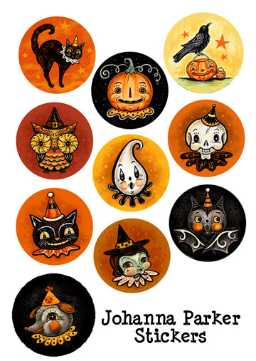 Johanna Parker Festive Halloween Character Stickers Vintage Halloween