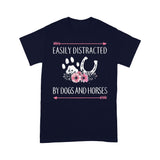 Easily Distracted By Dogs And Horses Flowers T-shirt