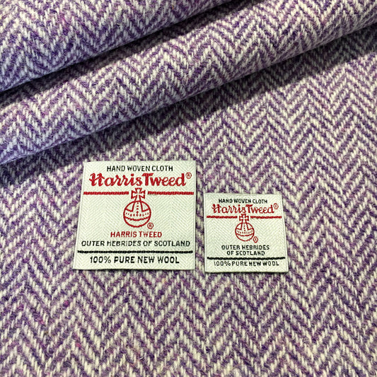 Scottish Wool Herringbone Harris Tweed in White Multi