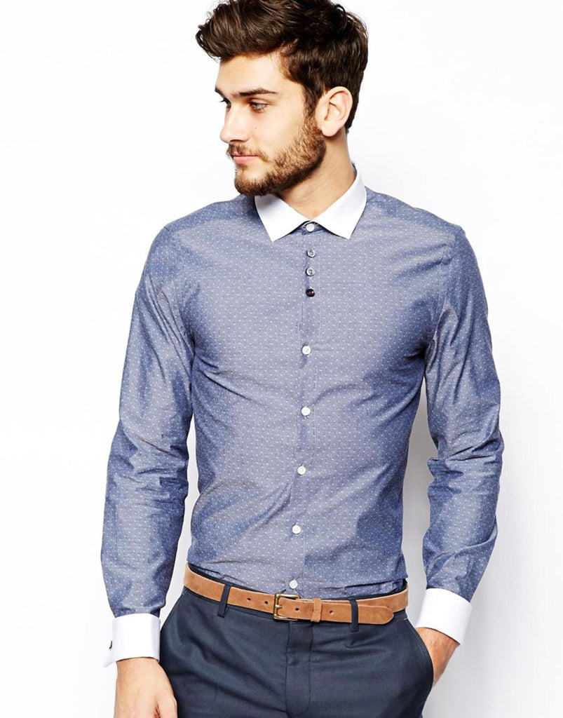 blue formal shirt matching pant