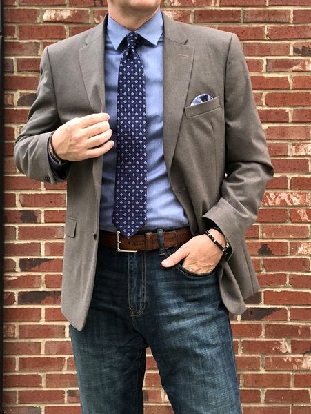 Balancing Your Neutrals Using Abstract Navy Silk Ties – The Dark Knot