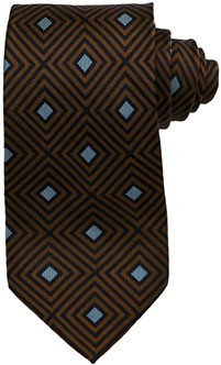 Brown Geometric Foulard Silk Tie