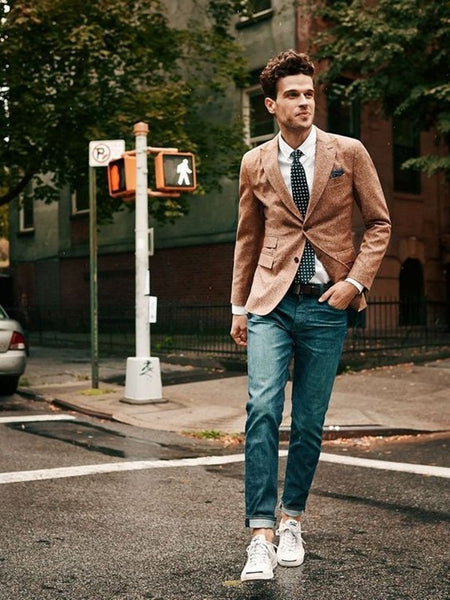 Blazer With Jeans & Sneakers For Men