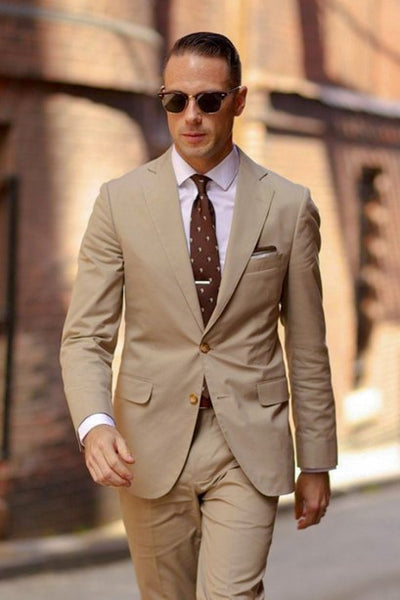 Tan Suit, White Shirt & Brown Tie
