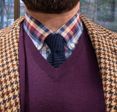 Navy Knit Tie Business Casual