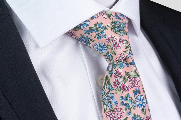 Pink Floral Print Tie