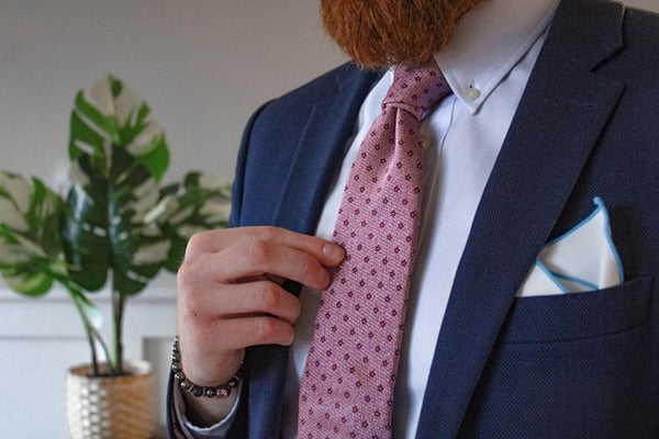 Pink Geometric Foulard Silk Tie