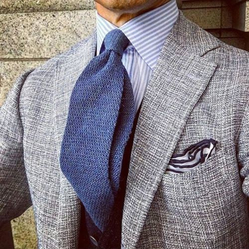 Light Grey Suit, Blue Shirt & Tie