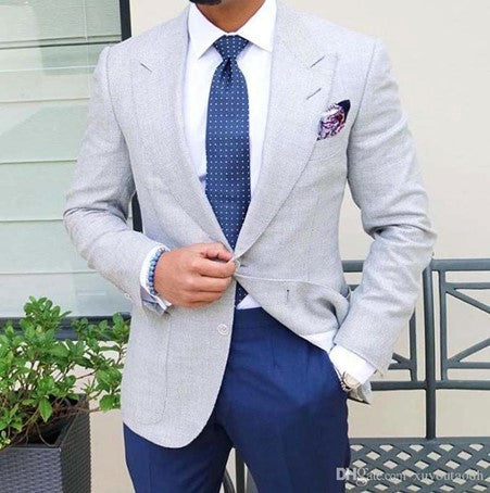 Blue & Gold Suit Combo  Gold suit, Mens fashion, Grey pants