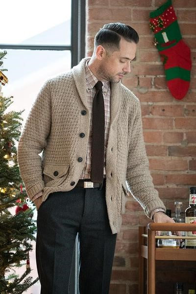 Men's Winter Smart Casual Style Shawl Collar Sweater