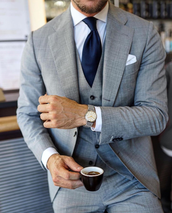 Solid Navy Blue Silk Tie