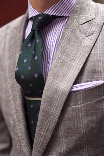 Green Tie & Lilac Shirt