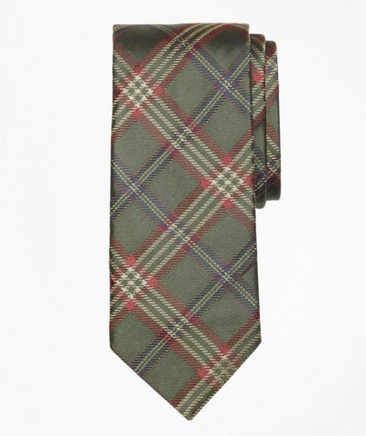 Brooks Brothers Signature Tartan Tie in olive green