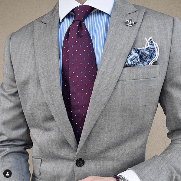 Purple & Navy Geometric Foulard Silk Tie