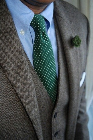 Green Tie & Light Blue Shirt