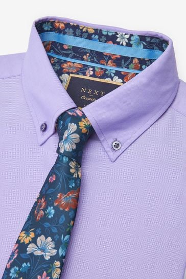 Lilac Shirt & Navy Floral Tie