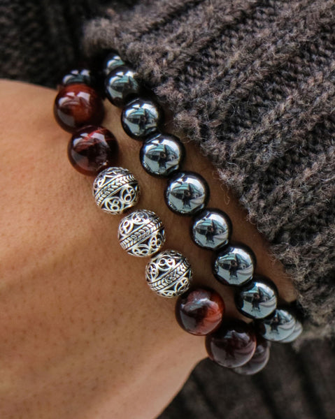 Double Layer Leather Beaded Bracelet Stack