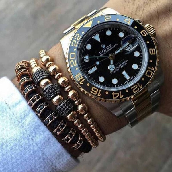 men's bracelets stacked with watches