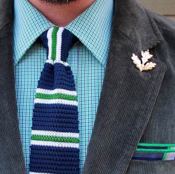 Navy & Green Knit Tie