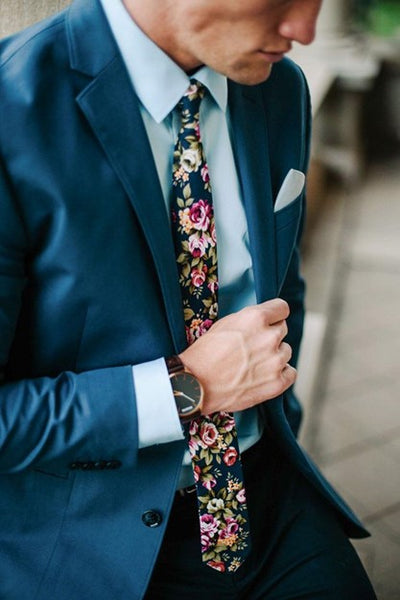 Slim Floral Cotton Tie