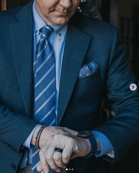 Blue & Silver Striped Silk Tie For Work