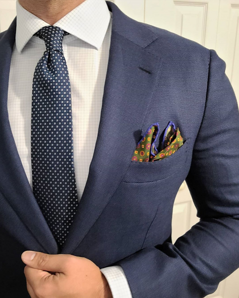 Bluish Grey Foulard Silk Tie For Work