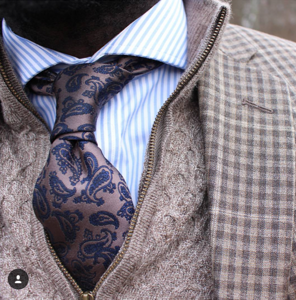 Brownish Gold Paisley Silk Tie For Work