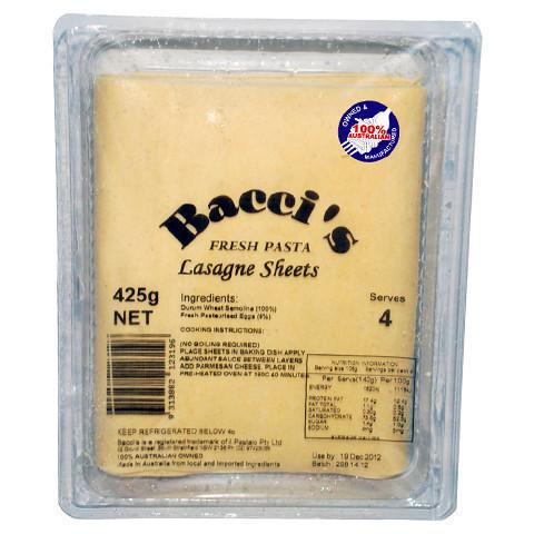 Bacci's Fresh Lasagne Sheets