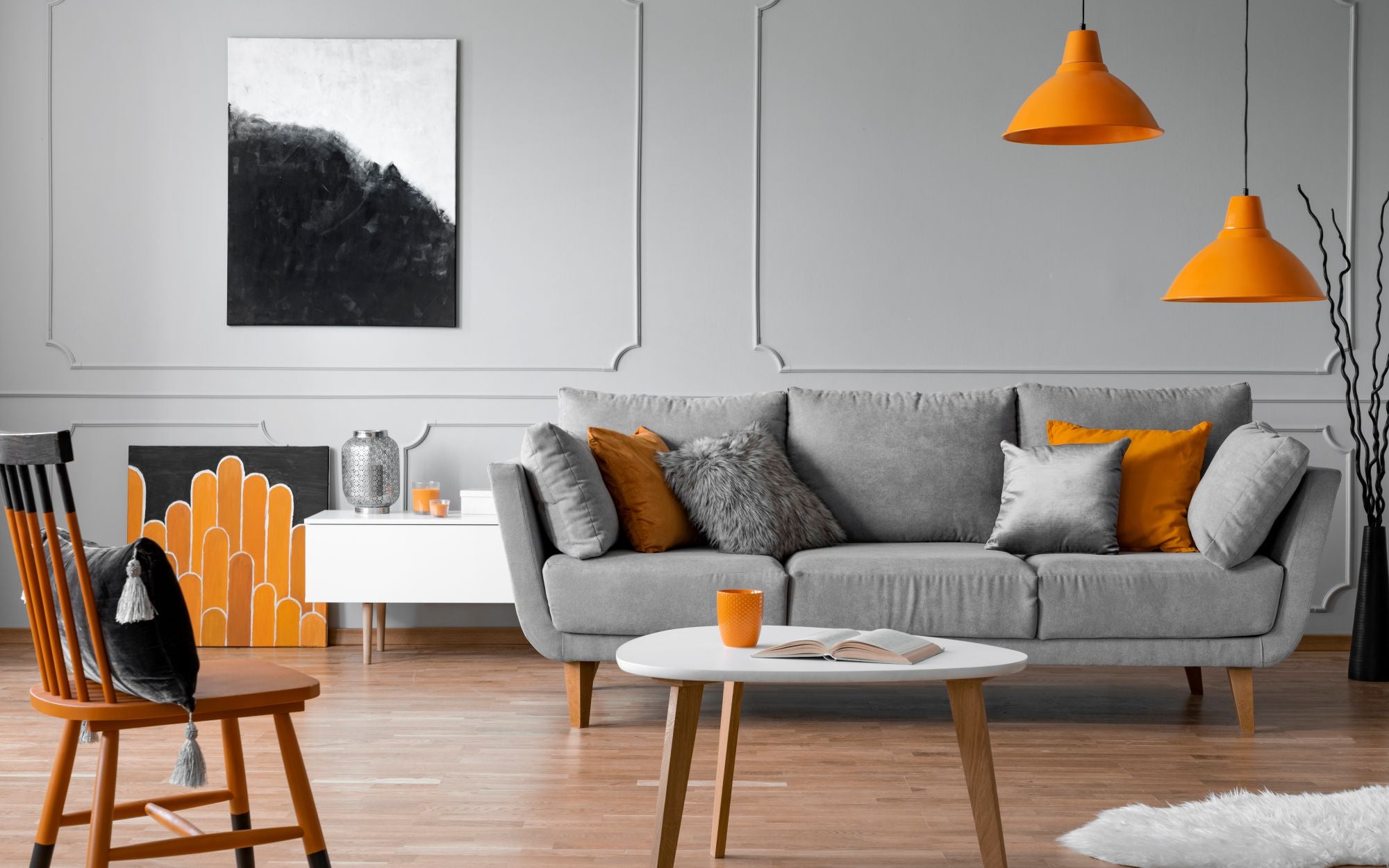 Pomarańczowe poduszki-dodatki-styl skandynawski